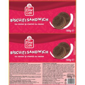 Fine Life Biscuiti Crema Aroma Cacao 180 g